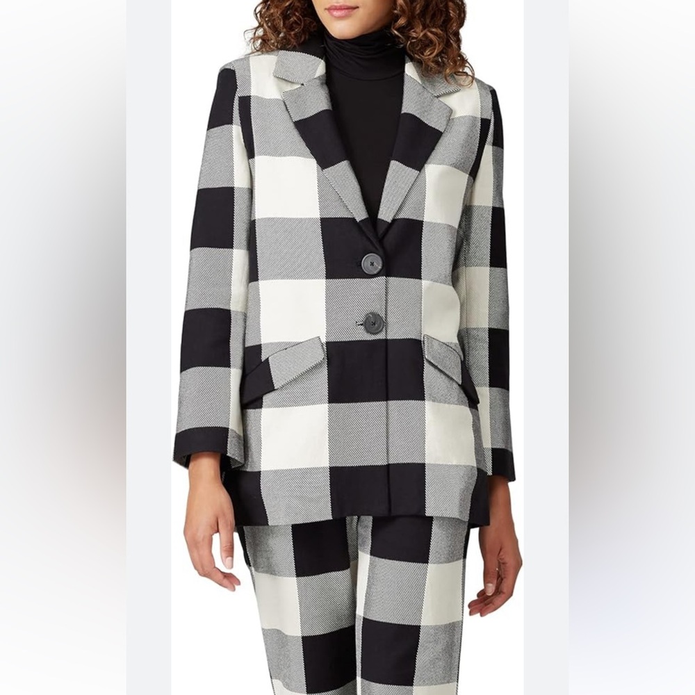 Mara Hoffman Plaid Tatum White Black Check Jacket Medium